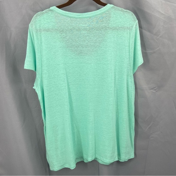 J.Jill / Pure Jill Wrap Tee Linen Blend Scoop Neck T-Shirt Size XL Seaglass NWT - Picture 8 of 8